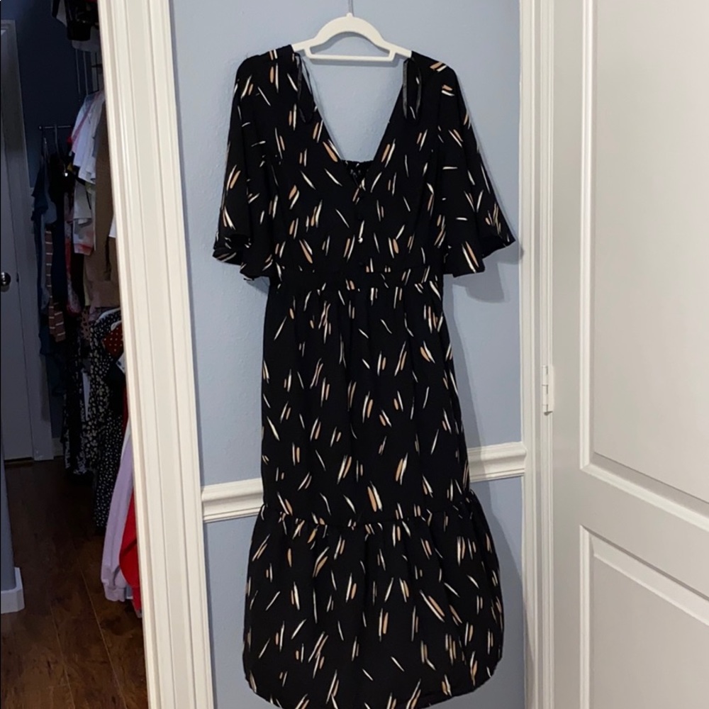black midi dress
